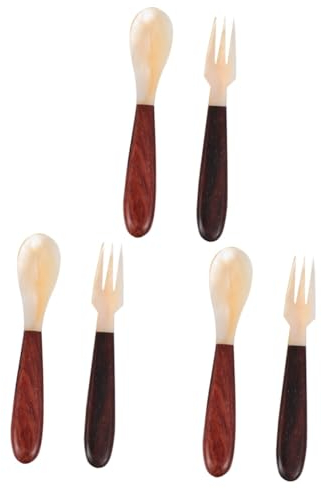Garneck 3sets Caviar Spoon Fruit Cake Fork Portable Handle Tableware for Outdoor Activities Picnic Camping
