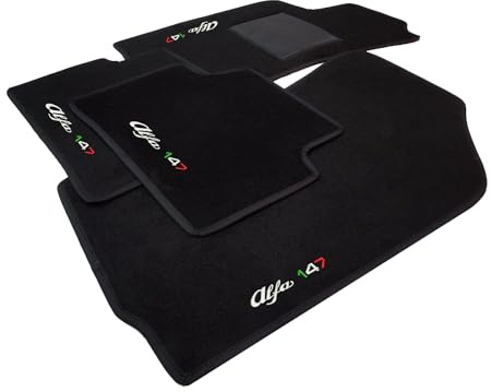 DHCarMats | Alfombrillas de Auto para Alfa Romeo 147 (CentoQuarantaSette) 2000-2010 Bordado | Alfombrillas de Auto Alfombra Personalizado | Accesorios de Coche - Conjunto Completo