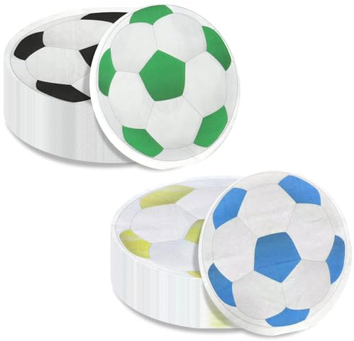 100 servilletas de decoración de fiesta de fútbol, servilletas de fiesta de cumpleaños de fútbol para niños, suministros de fiesta de fútbol, 33 cm