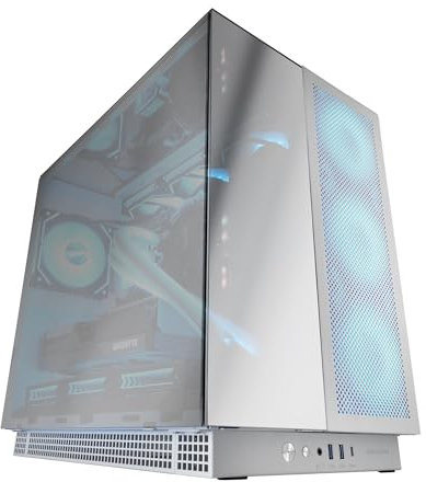 Mars Gaming MC-NOVA3, Boîtier Gaming Custom XXL E-ATX, Triple Verre Chromé Continu sans Cadre, Support Complet Refroidissement Liquide, Aluminium Aérospatial 2mm, Tour PC Double Chambre, USB-C, Blanc