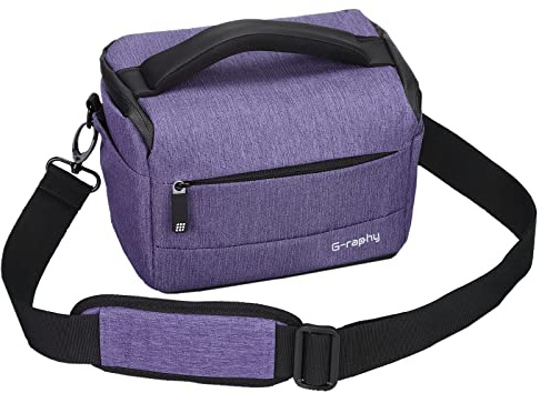 G-raphy Sac Photo Photographes Bandeoulière Photo avec Cloisons Amovibles Rembourrées Étui Photo Femmes Hommes pour Appareils Photo Reflex Argentiques, Flashes, Objectifs et Autres (Violet)