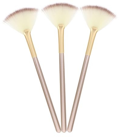 3 pinceles de abanico para maquillaje, aplicadores cosméticos para base de polvo y máscara, cepillos suaves y duraderos para uso profesional y diario