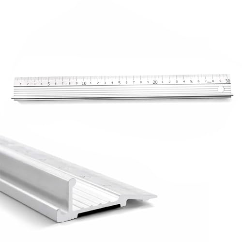 30cm White Aluminium Cutting Ruler with Raised Grip Ruler, L-Type Cutting Metal Ruler Non-Slip Safety Edge Tool for Craft, DIY and Length Measurement (White)