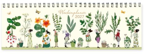 Tischkalender Kräutergarten 2027: Wochenplaner mit Zitaten | 53 Wochenübersichten mit Spiralbindung und Silke-Leffler-Motiven