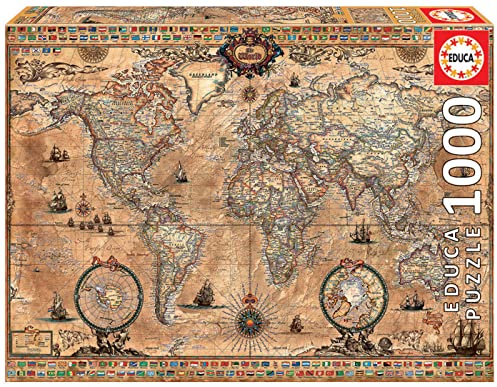 Educa - Puzzle Cartes du Monde Historiques | Puzzle 1000 pièces pour Adultes | À partir de 14 Ans (15159)