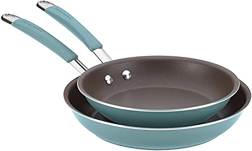 Rachael Ray Cucina Nonstick Frying Pan Set / Fry Pan Set / Skillet Set - 9.25 Inch and 11 Inch, Blue
