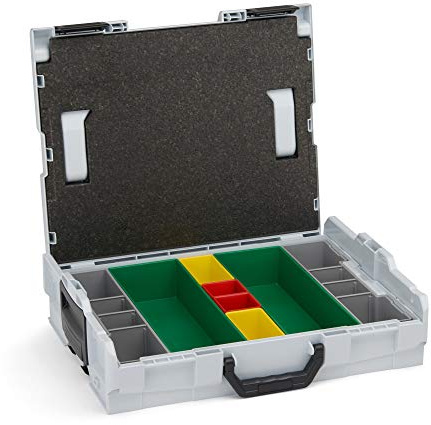 Sortimentskasten Kleinteile Kunststoff | L-BOXX 102 (grau) mit Insetboxenset G3 | Profi Werkzeugkoffer leer inkl. Sortimentskasten Einsätze