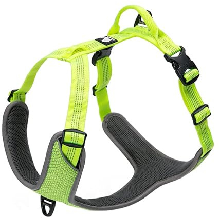 Arnés para Perro Reflectante Ajustable No Tire Durable Mascota Chaleco Coche Viaje al Aire Libre TLH6071(Amarillo neón,M)