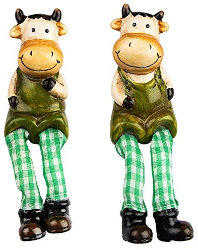 Ideen mit Herz Deko-Figuren mit Schlenkerbeinen | Frühling & Ostern | Kantensitzer | Kantenhocker | 18 cm (Kühe)