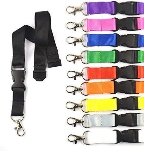 50 Stück unbedruckte Schlüsselbänder, Schlüsselband Lanyard neutral ohne Druck 20 mm breit, Steckverschluss Sicherheitsverschluss (bunt gemischt)