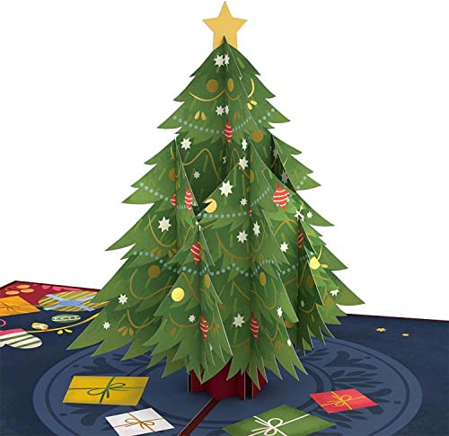 Lovepop® Pop-Up Karte Weihnachten Weihnachtsbaum Premium 3D Weihnachtskarte Tannebaum | mit Versteckfach für Geldgeschenke & Gutscheine | inkl. Umschlag | Ausziehbare Notiz