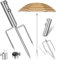 Herefun Pied de Parasol, Support de Parasol avec Ancrage Au Sol, Porte-Parapluie Support Amovible, Multi-Applications Métal Pied Parasol, Élastique Réglable Pied Parasol pour Pêche, Jardin, Plage