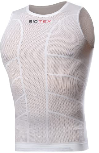 BIOTEX Canotta Rete Sun Traspirante Unisex per Ciclismo e Running, Intimo Tecnico Sportivo Ideale per L'Estate, Bianco, Taglia II (M/L)