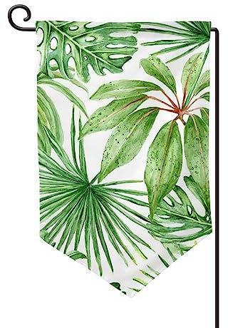Drapeau de jardin imprimé feuilles de bananier double face, drapeaux de bienvenue, décorations extérieures, drapeaux de cour 30,5 x 45,7 cm