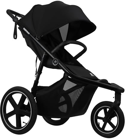 Deryan Bolt Jogger Kombikinderwagen für jedes Gelände - Zusammenklappbarer und tragbarer Buggy - Buggy zum Joggen ab 6 monate - Schwarz