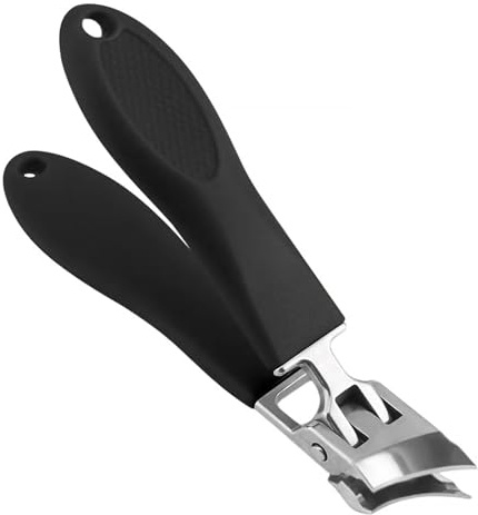 Schräger Nagelknipser,Gebogene Nagelknipser,Anti-Spritz-Fingernagel-und Zehennagelknipse,Mit Schutzhülle,Geeignet für Dicke Zehennägel und Eingewachsene Nägel,Unisex(Schwarz)
