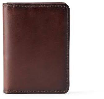 Amazon Essentials Men's Leather Casual Card Case Bifold Wallet, Brown, One Size