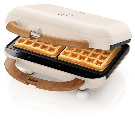 Arendo - Waffeleisen Belgische Waffel doppelt - 3in1 Sandwichmaker Kontaktgrill mit abnehmbaren Platten - 2 Zonen - mit Antihaftbeschichtung - BPA frei - Temperaturkontrolle – Sandwichtoaster