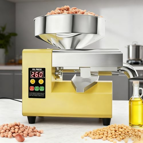 Commercial Electric Oil Press Machine with Hot and Cold Function, Food Grade Stainless Steel Design for Nut and Seed Extraction