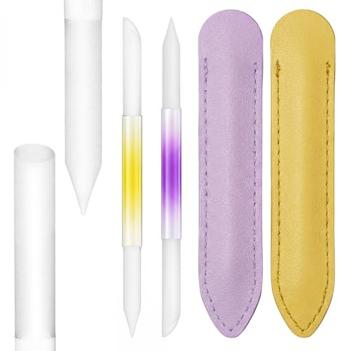 2 stycken glas nagelfil rund dubbelsidig nagelbandspusher nagelfil set glasnagelfil med fodral nagelbandsborttagare verktyg precisionsfil hudreglage för nagelstudior