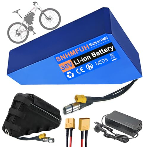 SNHMFUH 36V 48V 52V Eléctrica Bicicleta Batería 20Ah 25Ah 30Ah Batería De Litio Triangular para E-Bike con 5A Cargador BMS, para DIY Bicicletas Plegables Motor