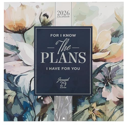 Christian Art Gifts 2026 Large 12 Month Encouraging Scripture Wall Calendar for Women: Know the Plans Inspiring Monthly Bible Verses, Cute Multicolor Floral Designs, Office, Kitchen, Bedroom, 10 x 10