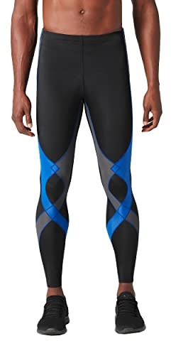 CW-X Conditioning Wear Men's Stabilyx Tights, Black/Grey/Blue, X-Large