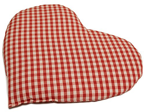 Cojín en corazón 30x25 (algodón orgánico rojo y blanco) | Saco térmico | Pequeña almohada térmica | Pepitas de uva