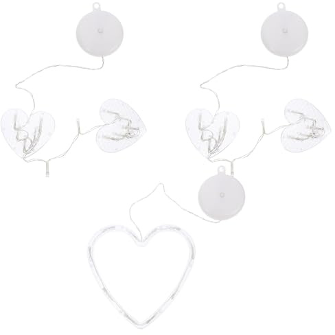 SOLUSTRE 3St. LED Herz Lichterkette Valentinstag Beleuchtung mit Saugnapf Fensterlicht Nachtlicht für Innen Hochzeit Geburtstag Party Dekoration Weihnachtsdeko Batteriebetriebene Ohne Akku