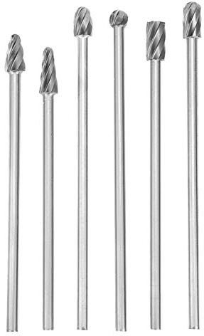 Telituny Set di frese rotanti, Fresa rotante Fresa rotativa 6 pezzi 6mm 1/4 con gambo in alluminio fresa rotante extra lunga 150mm per metallo acciaio marmo giada osso lavorazione del legno