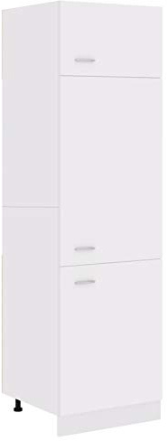Tidyard Armadio,Armadietto,da Cucina,per Frigorifero,Salvaspazio,Moderno,con Ripiani in Truciolato,Bianco,60x57x207,Mobiletto da Cucina Salvaspazio Moderno,Mobile per Frigorifero Moderno
