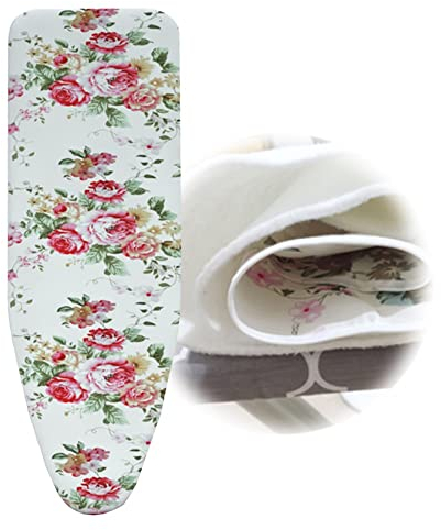 EMISOO Bügelbrettbezug Wärmeisolierender, Blume Bügelbrettabdeckung Bügeltischbezug, 100% Baumwolle, Ersatz Bügelbrett Bezug Mit 7mm Dicker Füllung (Size : 48x15(120x38cm))