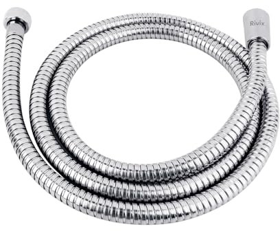 Rivix 59 Shower Hose Replacement Extra Long, Kink Free Stainless Steel Handheld Shower Head Hose With Brass Insert And Nut Flexible & Durable For Pet Bathing Cleaning Chrome