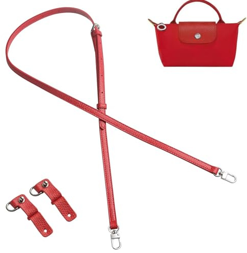 Gastinsave Handtaschengurte Ersatz, Leder Handtasche Crossbody Schultergurt Verstellbar für Longchamp Tasche Frauen(Rot Splitter)