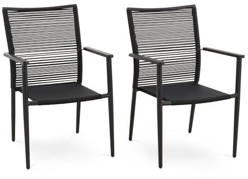 di volio Gartenstuhl Codi - Schwarz, Balkon- und Terrassenstuhl aus robusten Materialien (Aluminium, Polyrattan), witterungsbeständig & langlebig (2)