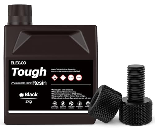 ELEGOO Tough Resin, 3D Drucker Resin Schwarz 2000g | Hoher Schlagzähigkeit, hoher Zähigkeit, 3D Resin für MSLA 3D Drucker