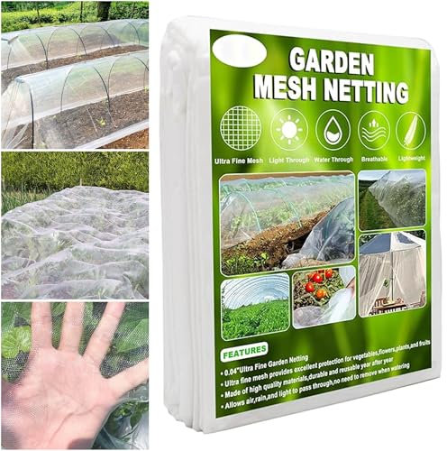 Filet anti-insectes, à légumes, 3 x 15 m, filet de jardin à mailles fines pour serre, plantes, fruits, légumes, protection efficace contre les parasites