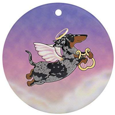 Weihnachten Keramik Anhänger Silberner Apfel-Dackel-Engel Christbaumschmuck Lustiges Weihnachtsanhänger Personalisierte Weihnachtsdekoration Memorial Tree Anhänger, 2 Piece