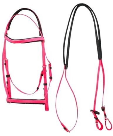 LXLAEOANG Pferde Zügel Harness Supplies Einzelring-Zaumzeug, Pferdezaumzeug, wasserdichte Speed-Racing-Wasserzügel(Pink)