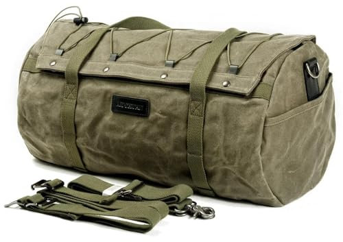 YFYFY Universelle Retro-Motorrad-Seitentasche, wasserdichte Motorradfahrer-Helmtasche, Helmtasche, Große Kapazität, Reisetasche(Military Green)