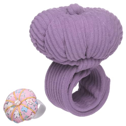 sourcing map Wrist Pin Cushions, Sewing Needle Pin Cushion Adjustable Strap with Elastic Strap Finger Ring Pincushions Fit All Wrist Sizes for Sewing Quilting Needlework DIY Crafts, Purple/Pink