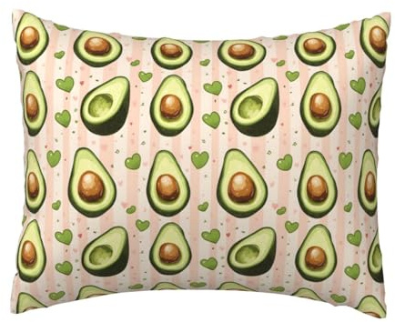 Federa per cuscino con stampa a cuore verde avocado, dimensioni standard, 50 x 66 cm, con cerniera, super morbide, traspiranti, resistenti alle pieghe e alle macchie