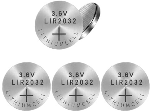 Lot de 5 piles bouton rechargeables LIR2032 3,6 V compatibles avec télécommandes sans clé