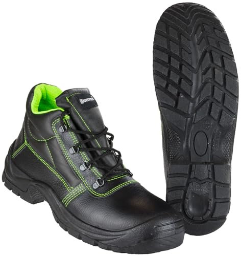 SAFETYTEX Sicherheitsschuhe S3 Stahlkappe Leder Arbeitsschuhe schwarz Schnürstiefel Halbschuhe leicht ergonomisch rutschhemmend, Schnürstiefel, 42