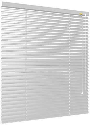 Alu Jalousie viele Größen und Farben Aluminium Lamellen Rollo Faltrollo Jalousette Wandmontage Deckenmontage Tür Fenster Sonnenschutz Sichtschutz Blendschutz Hitzeschutz (100 x 130 cm, Silber)