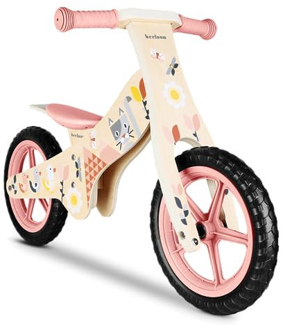 Beeloom - Bicicletta di Legno Senza Pedali SPRING BIKE, Cavalcabile Rosa Per l'Equilibrio e l'Apprendimento, Design Unisex Con Sellino Regolabile, Da 2 Anni