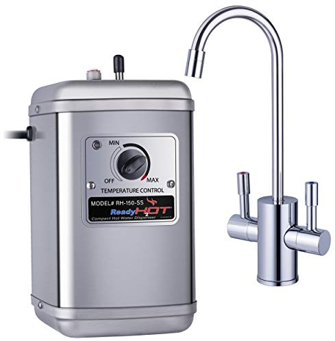 Ready Hot Compact Instant Hot Water Dispenser, Stainless Steel Tank, Wall Mounted, Adjustable Temperature Control, Includes Hot and Cold Dual-Lever Faucet with Chrome Finish, 41-RH-150-F560-CH