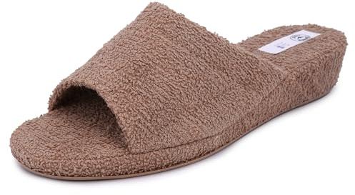 JOMIX Chaussons à Talon Compensé Sandales Compensées Sandales Femme en éponge Pantoufles pour femme, 01 Beige, 38 EU