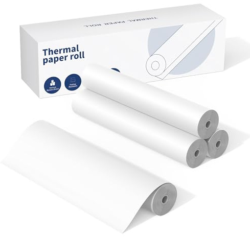 ItriAce 4 Rouleaux de Papier Thermique A4, Papier pour Imprimante Thermique, Compatible avec M832 Imprimantes Portables A4, 210mm de Largeur et 7m de Longueur, 23 Feuilles/Rouleau