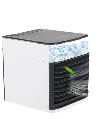 Mini Condizionatore Portatile, 3 in 1, Luce a LED con 7 Colori, Condizionatore d'Aria, Air Cooler, 3 Velocità, Cavo USB, Ecologico e Silenzioso, Ventilatore Piccolo Portatile, 500 ml